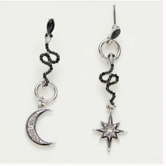 ❤️ FREE Snake Rhinestone Moon Sun Sky Zodiac Chic Hipster Artsy Drop Earrings - Picture 2 of 3